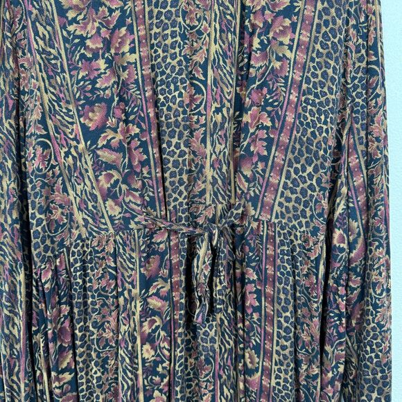 More Jazz Women Floral Print Button Up Shirt Dress Long Sleeve Size 16 Boho Core - Picture 8 of 11